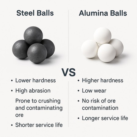 Steel ballsVS alumins balls Steel ballsVS alumins balls